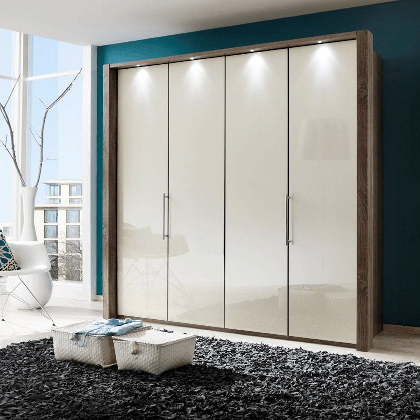 Loft VIP 3-8 Door Glass Front Wardrobe Framed/LED Lights - Height 220 cm