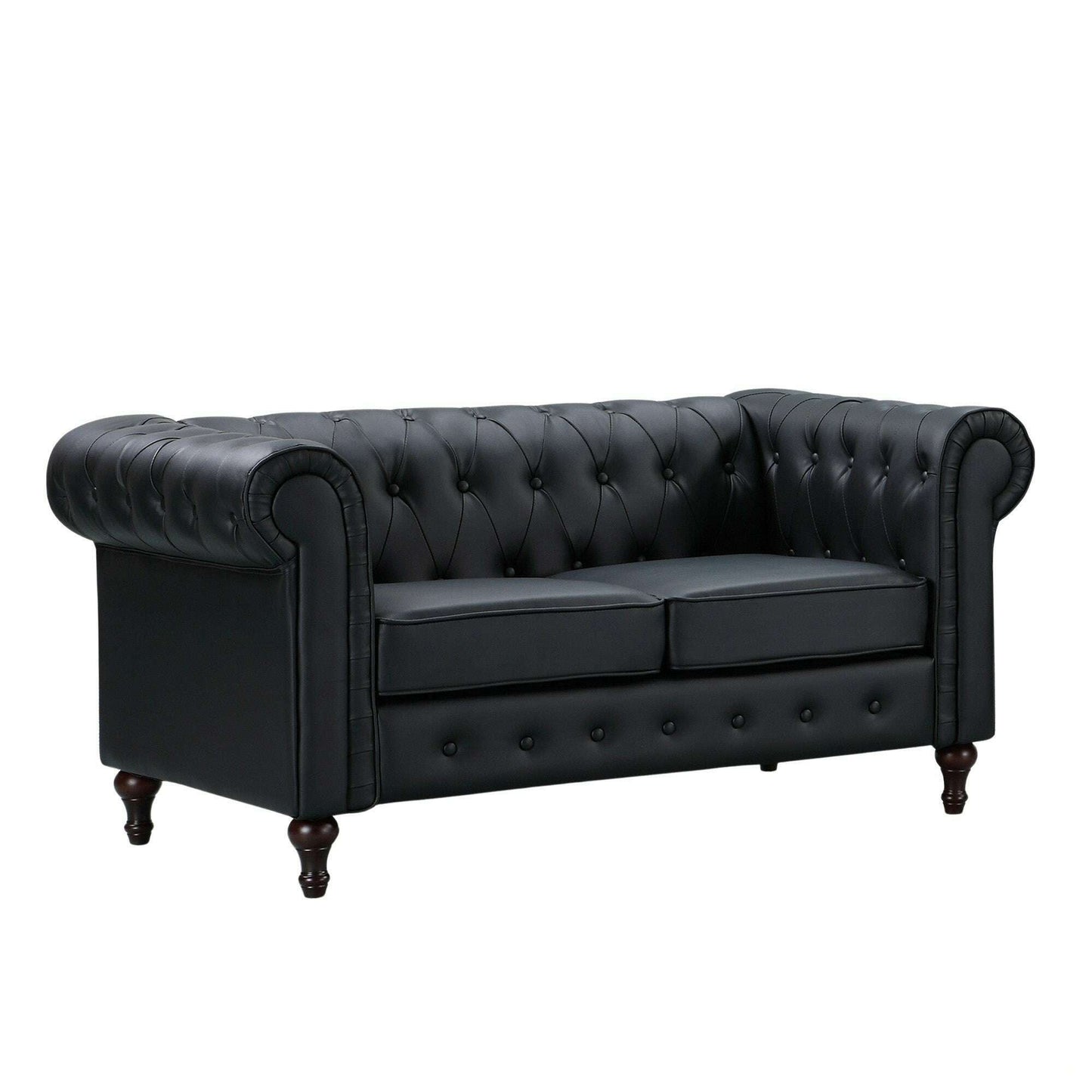 Luxury Leather Chesterfield Sofa 2 seater black