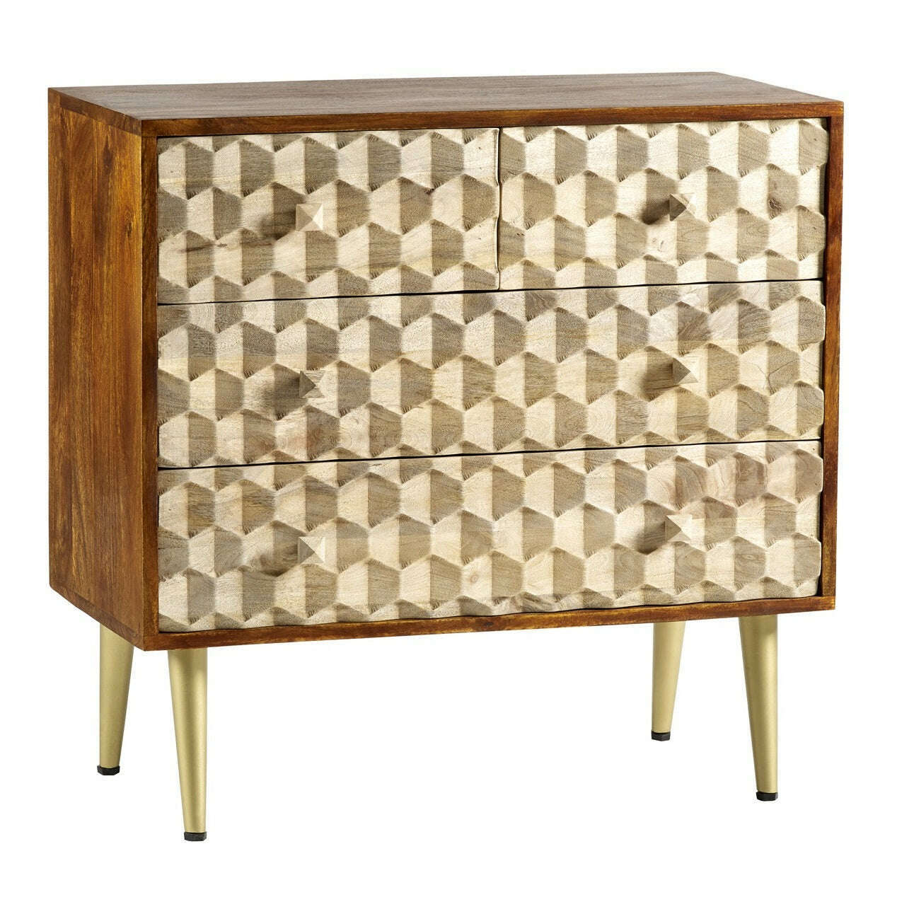 Modern Retro Solid Wood 4 Drawer Chest front view