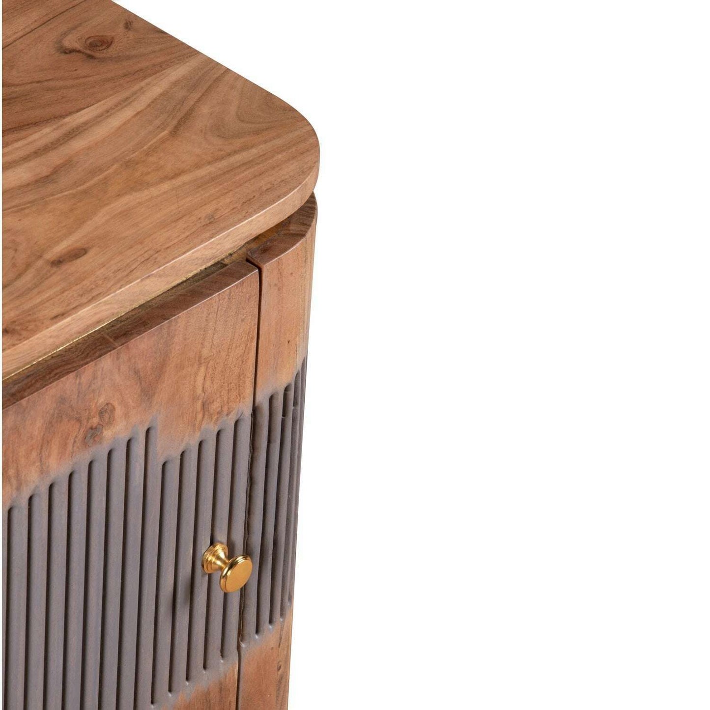 Solid Acacia Wood Side Cabinet edging