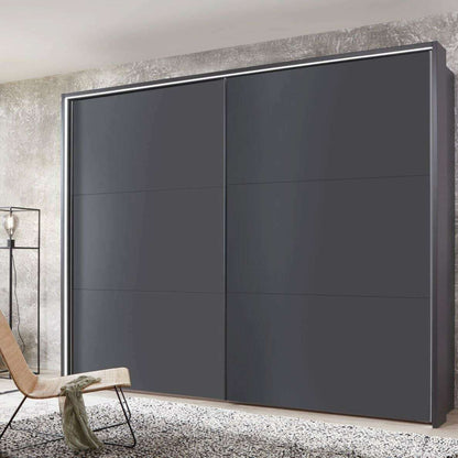 Korfu 2 Door Sliding Wardrobe - Height 221 cm Graphite 3 Panel