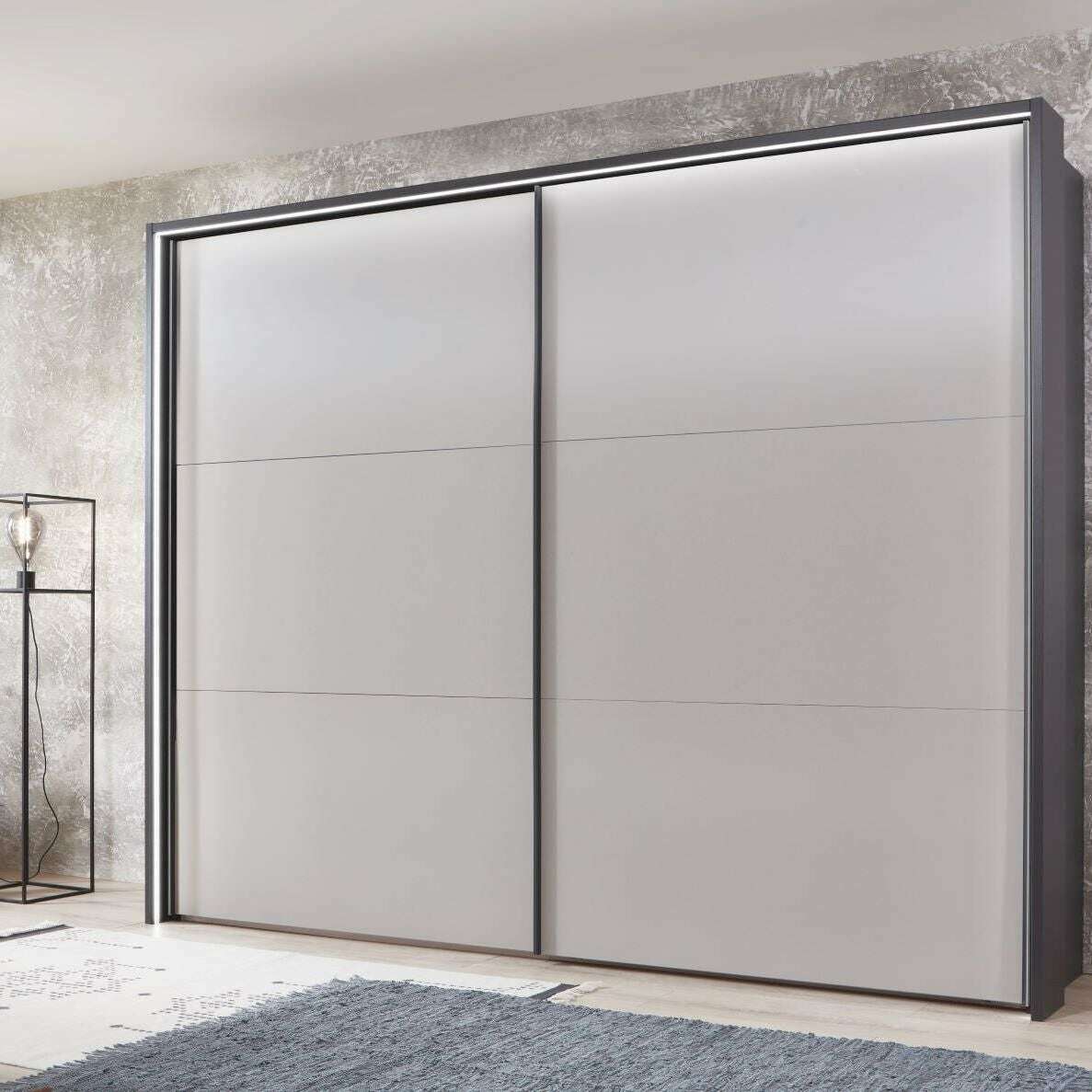 Korfu 2 Door Sliding Wardrobe - Height 240 cm white 3 panel