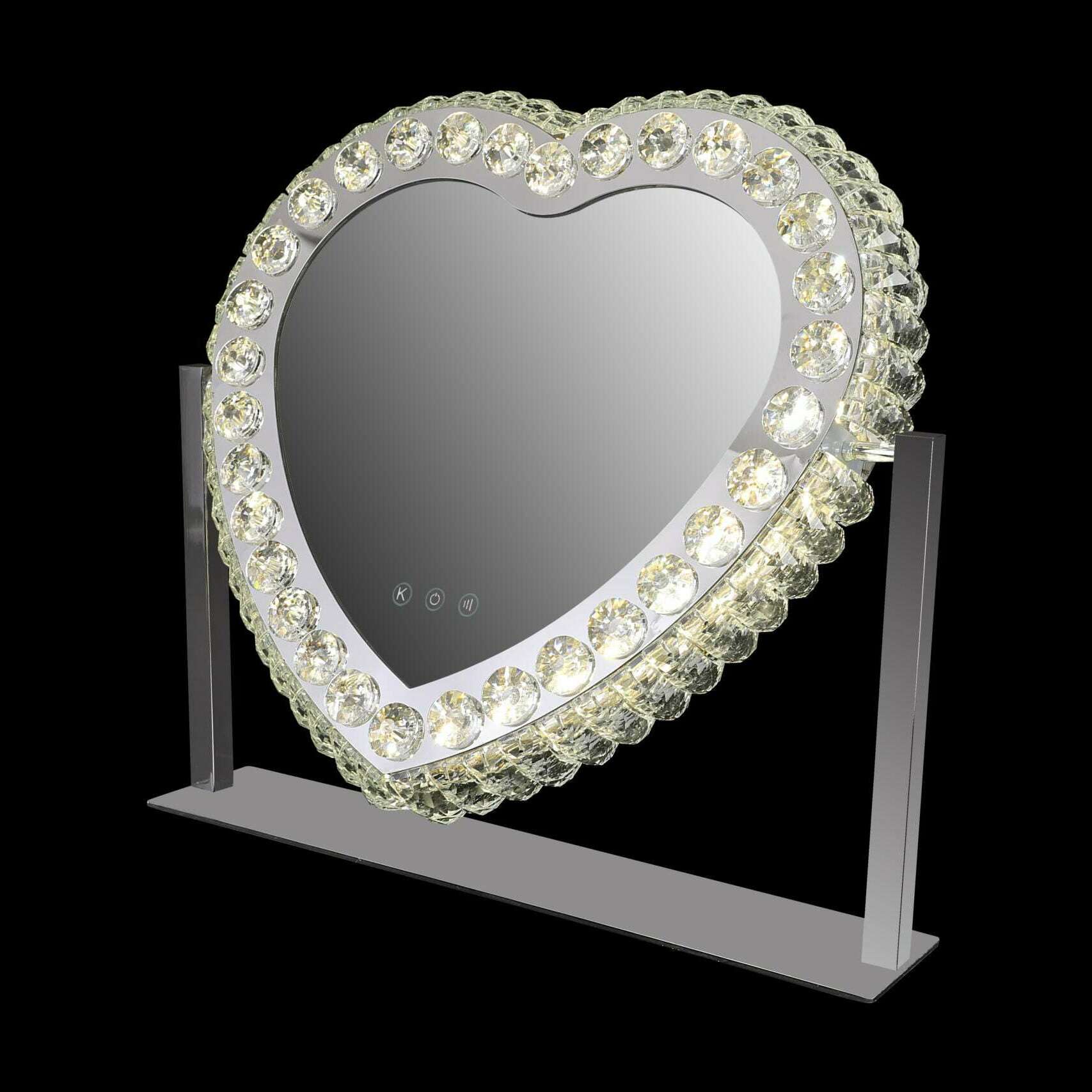 Large Luxury Crystal Edge Heart LED Light Vanity Mirror