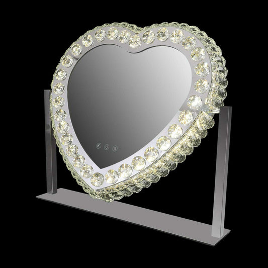 Large Luxury Crystal Edge Heart LED Light Vanity Mirror