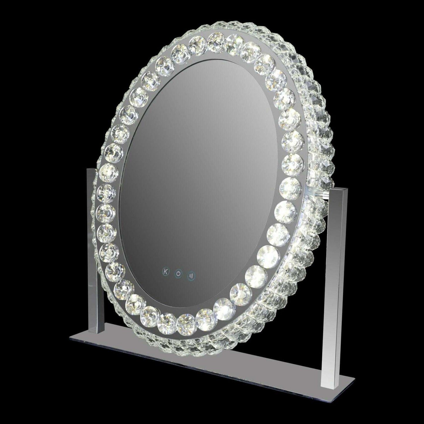 Large Luxury Crystal Edge Oval LED Light Vanity Mirror