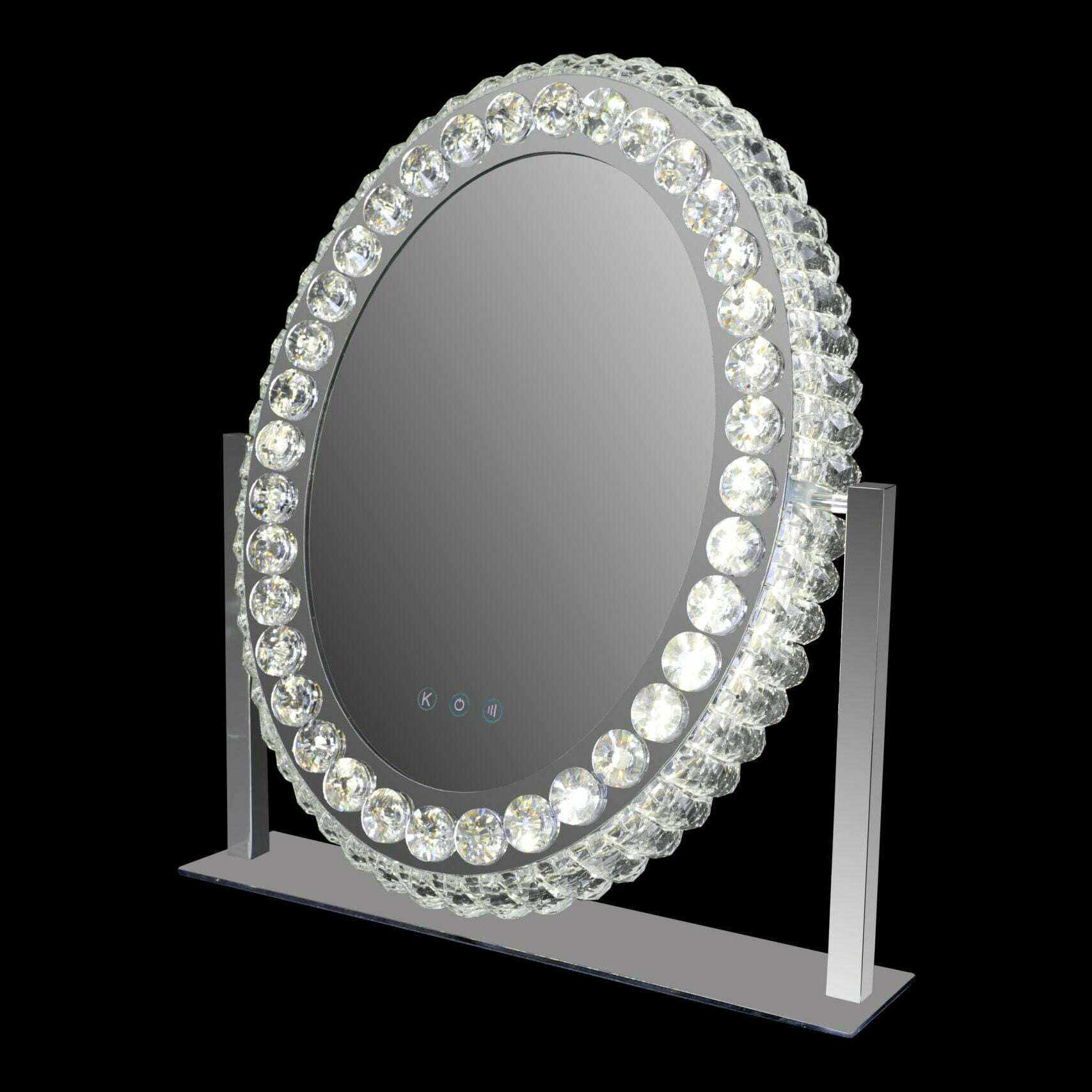 Large Luxury Crystal Edge Oval LED Light Vanity Mirror