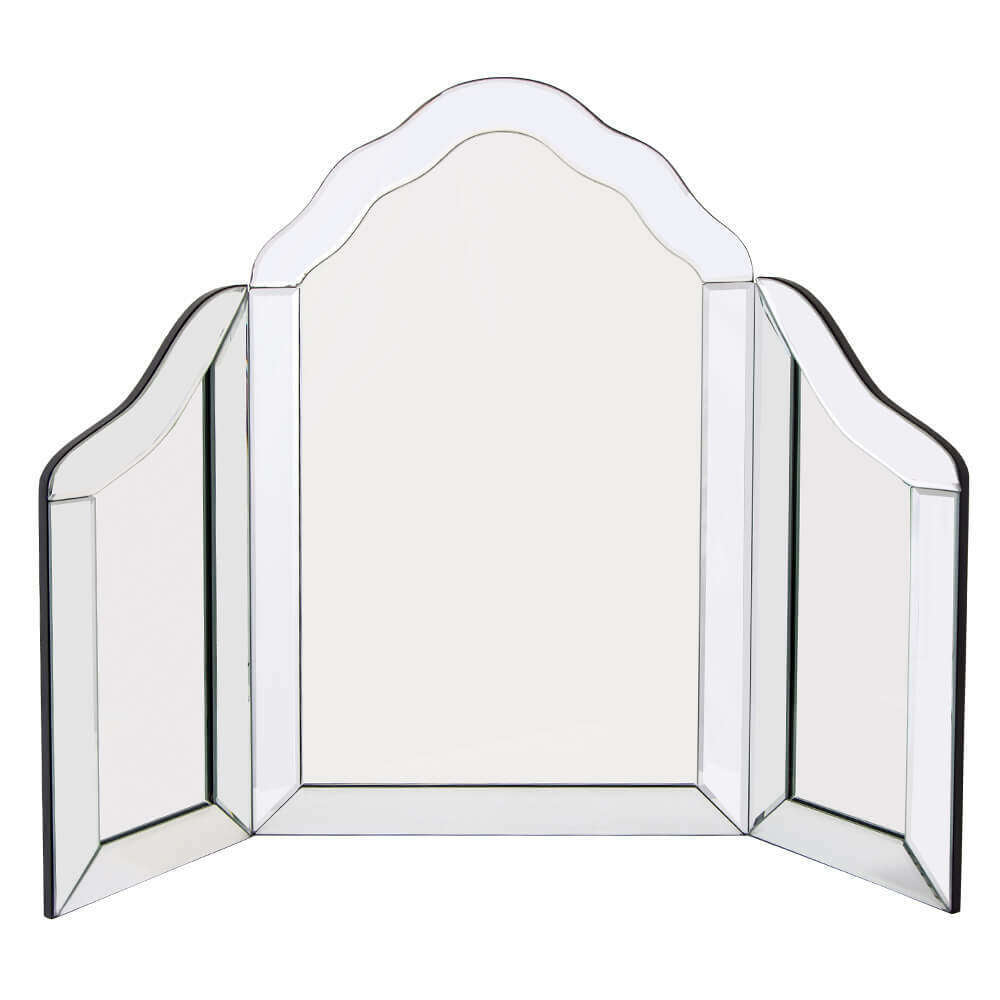 Large Luxury Glass Tri-Fold Vanity Mirror silver
