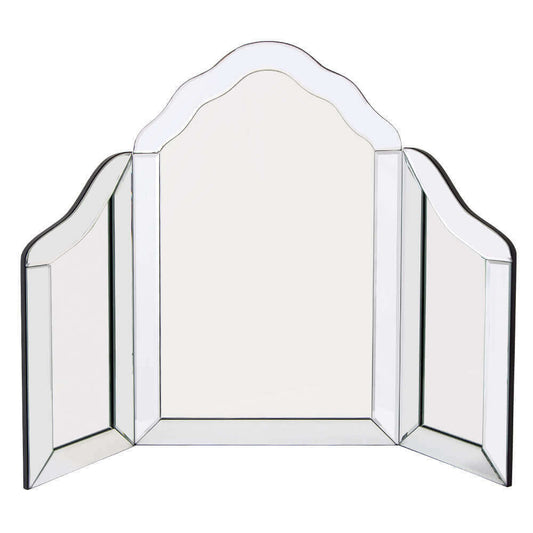 Large Luxury Glass Tri-Fold Vanity Mirror silver