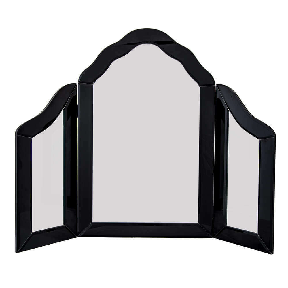 Large Luxury Glass Tri-Fold Vanity Mirror black