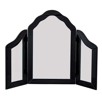 Large Luxury Glass Tri-Fold Vanity Mirror black