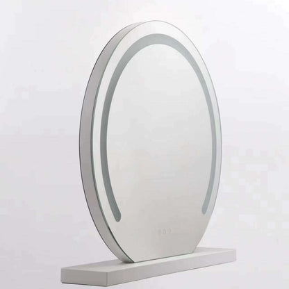 Large Luxury Oval Led Light Dressing Table Mirror silver