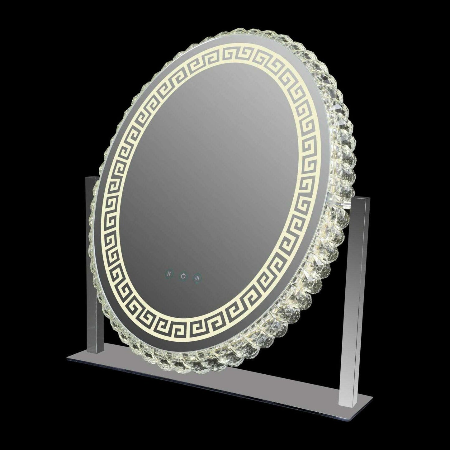 Large Luxury Patterned Edge Oval LED Light Vanity Mirror