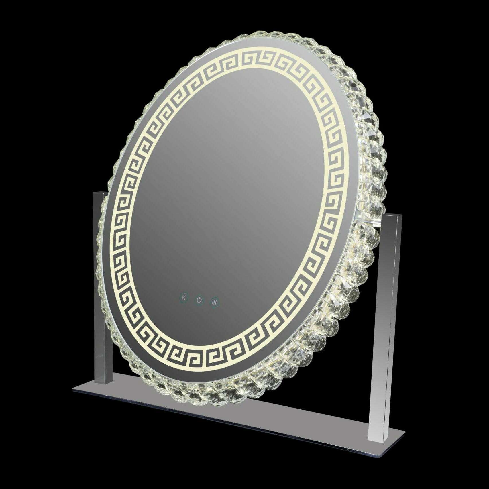 Large Luxury Patterned Edge Oval LED Light Vanity Mirror