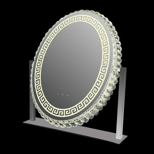 Large Luxury Patterned Edge Oval LED Light Vanity Mirror