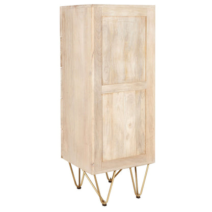 Light Solid Wood Gold Inlay Tall 5 Drawer Chest of Drawers back view