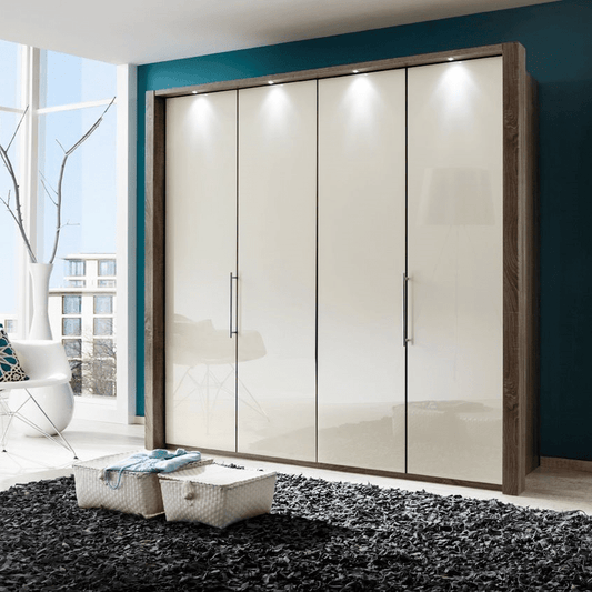 Loft VIP 3-8 Door Glass Front Wardrobe Cornice/LED Lights - Height 240 cm
