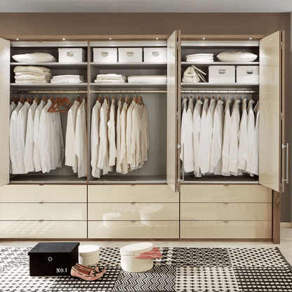 Loft VIP Glass Front Full Combi Wardrobe Cornice/LED Lights - Height 220 cm
