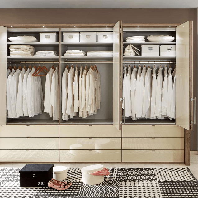 Loft VIP Glass Front Full Combi Wardrobe Framed/LED Lights - Height 220 cm