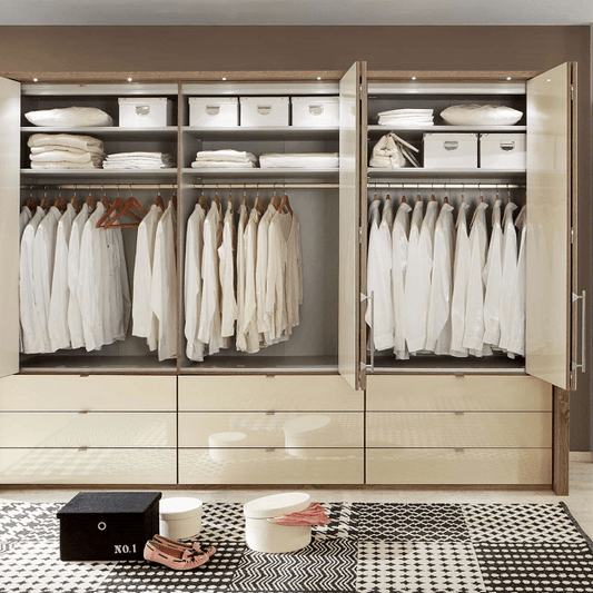 Loft VIP Glass Front Full Combi Wardrobe Framed/LED Lights - Height 240 cm