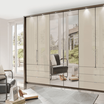 Loft VIP Glass/Mirrored Front Combi Wardrobe Framed/LED Lights - Height 240 cm