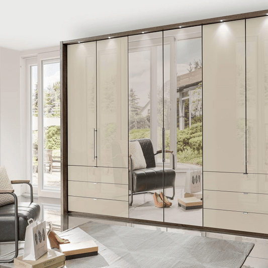 Loft VIP Glass/Mirrored Front Combi Wardrobe Framed/LED Lights - Height 240 cm