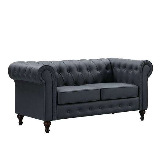 Luxury Leather Chesterfield Sofa 2 seater grey