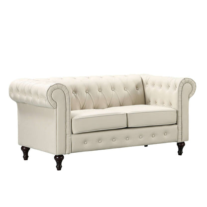 Luxury Leather Chesterfield Sofa  2 seater cream