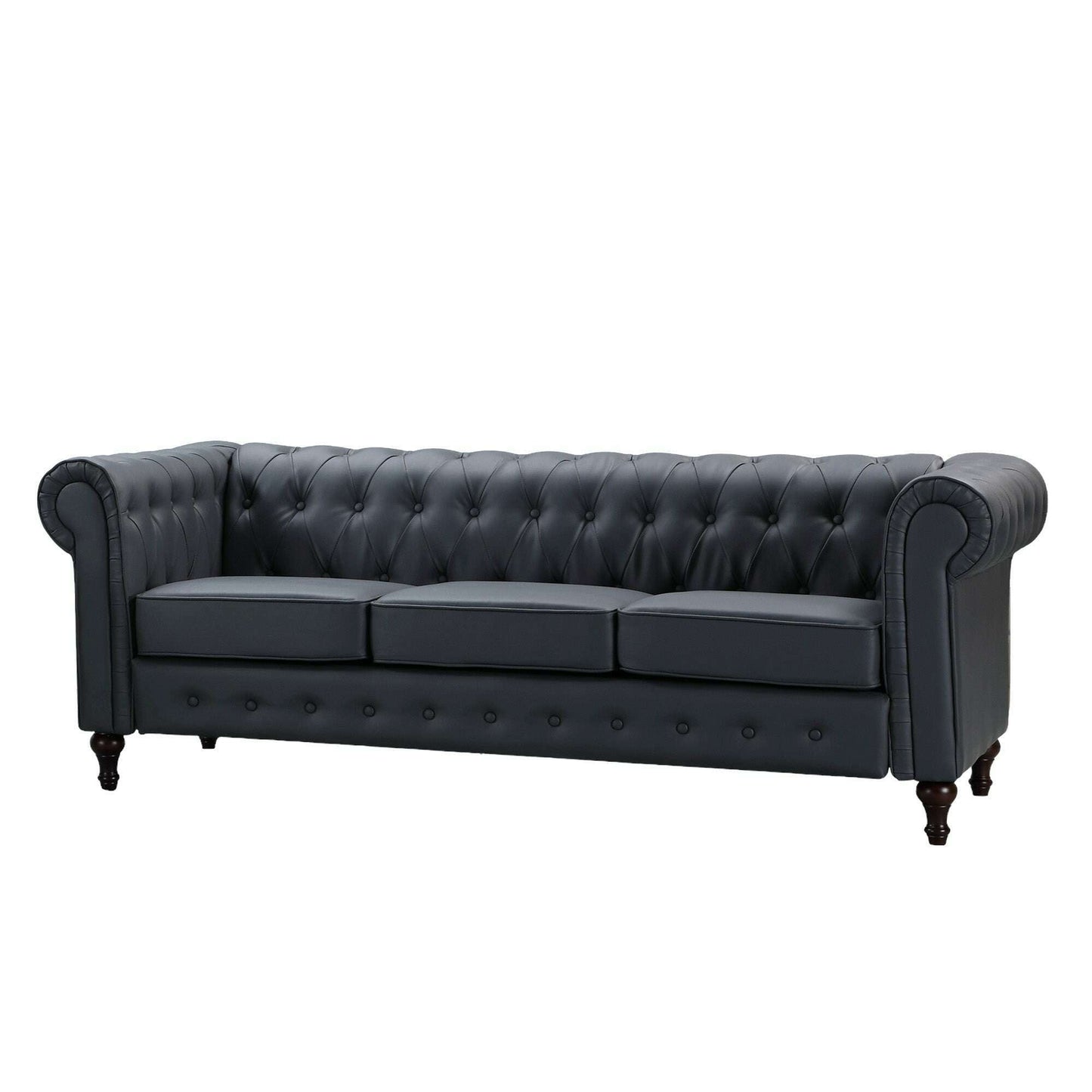 Luxury Leather Chesterfield Sofa 3 seater grey