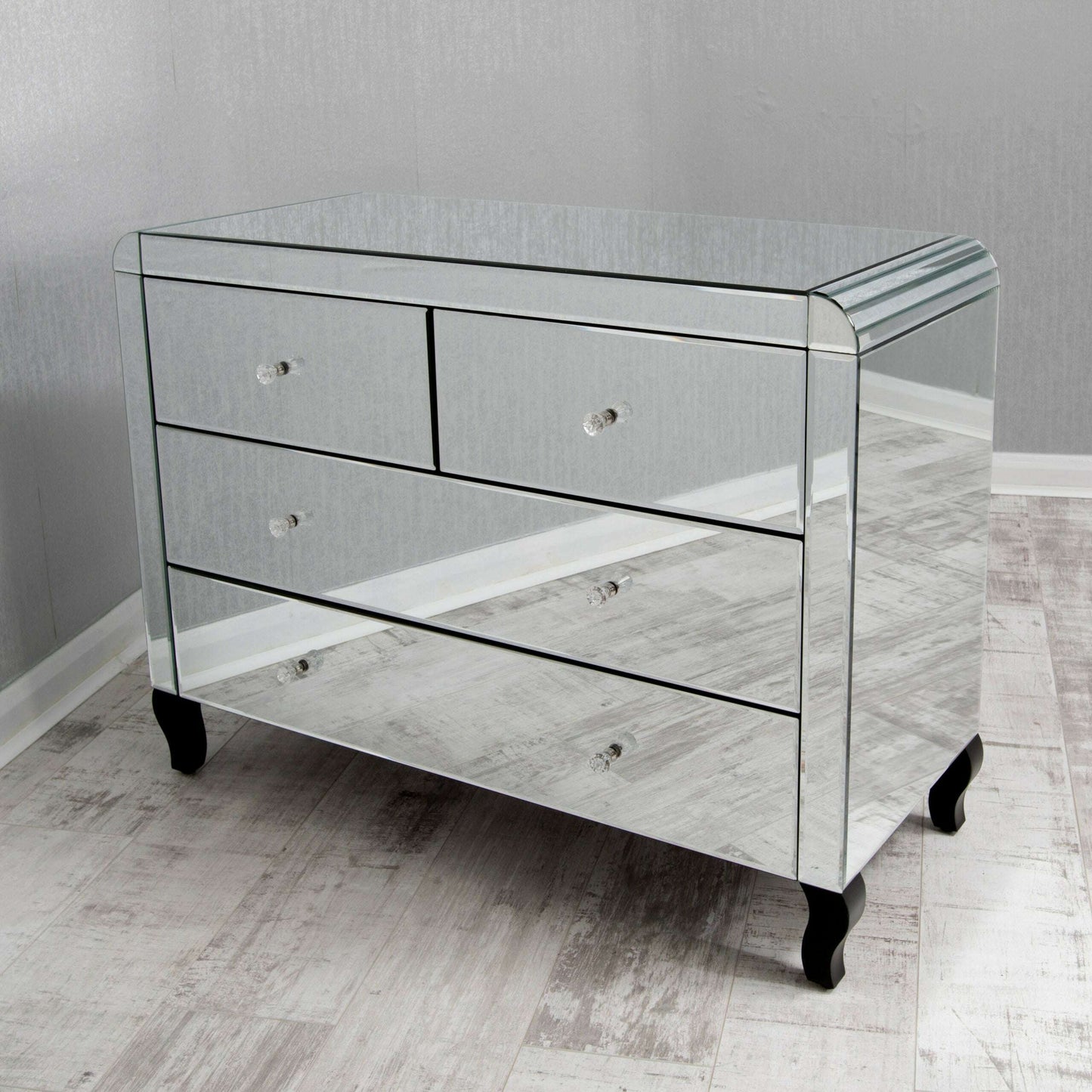 Luxury Plain Mirrored 2+2 Chest of Drawers