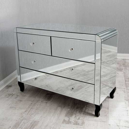 Luxury Plain Mirrored 2+2 Chest of Drawers