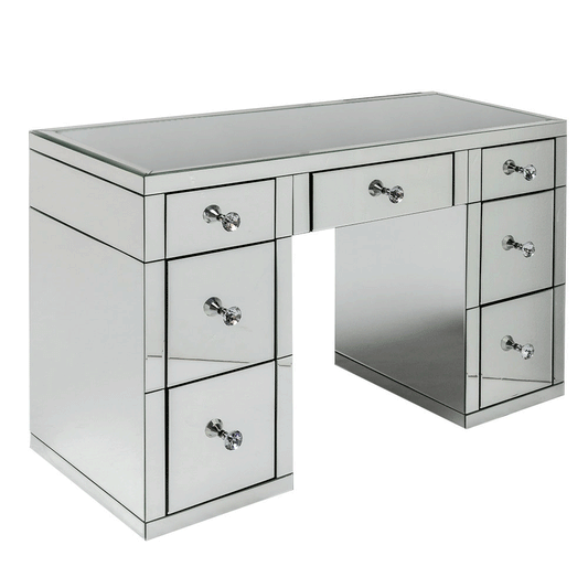 Luxury Plain Mirrored 7 Drawer Dressing Table
