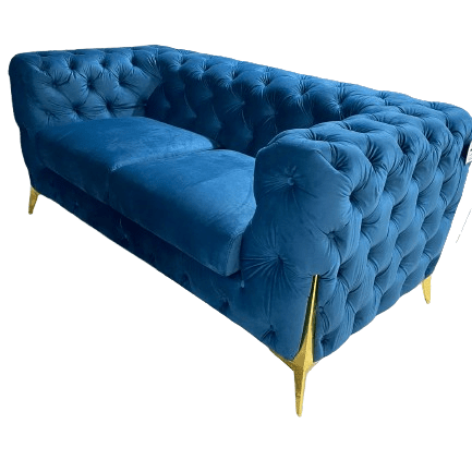 Luxury Plush Velvet 2 & 3 Seater Chesterfield Sofa blue