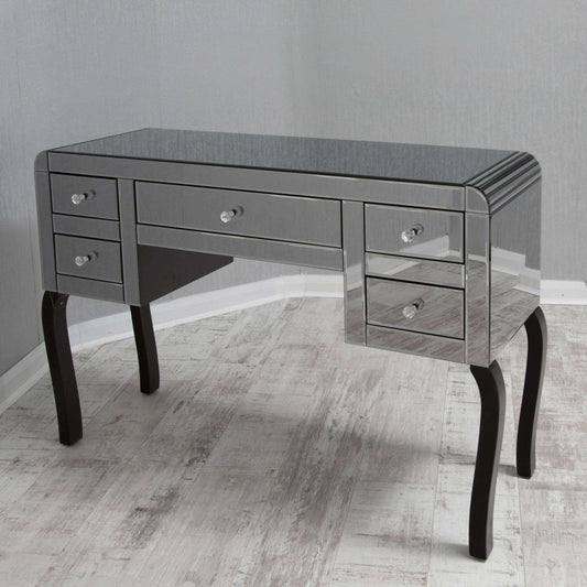 Luxury Smokey Mirrored 5 Drawer Dressing Table