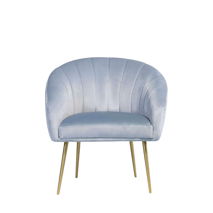 Luxury Velvet Accent Chair with Gold Legs light blue