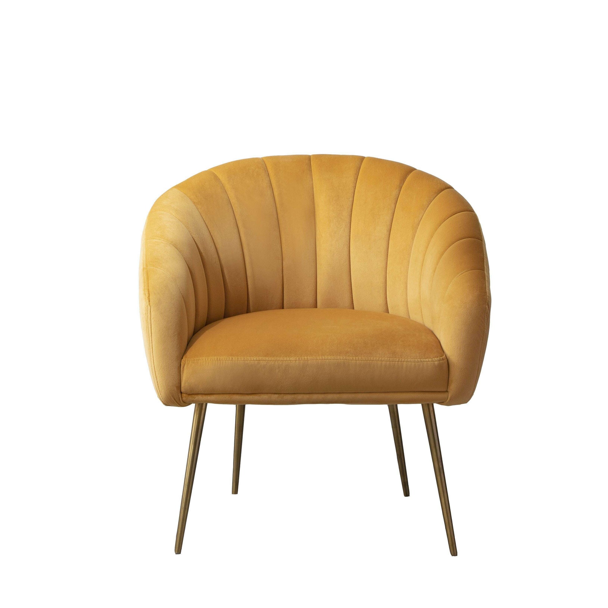 Luxury Velvet Accent Chair with Gold Legs yellow