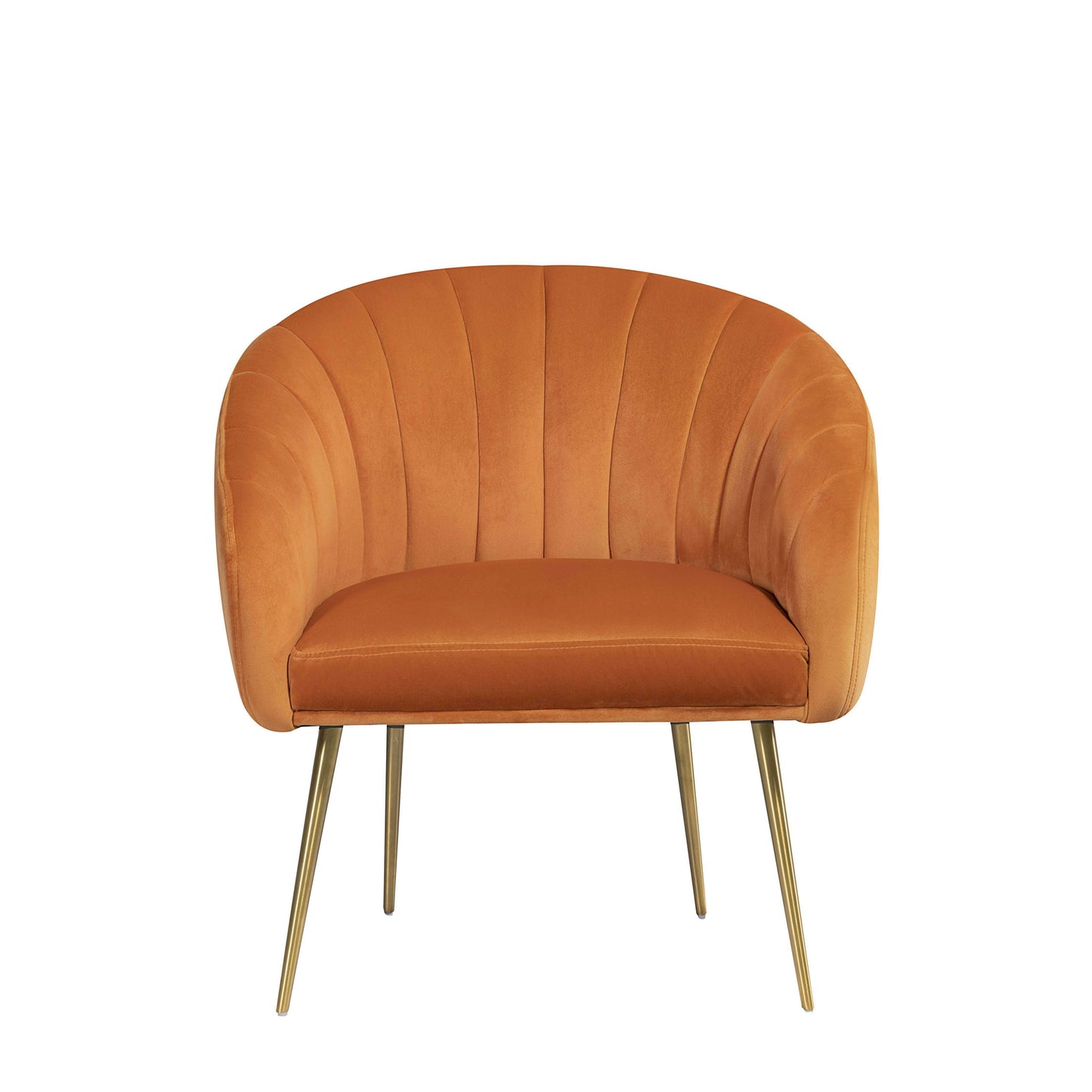 Luxury Velvet Accent Chair with Gold Legs orange