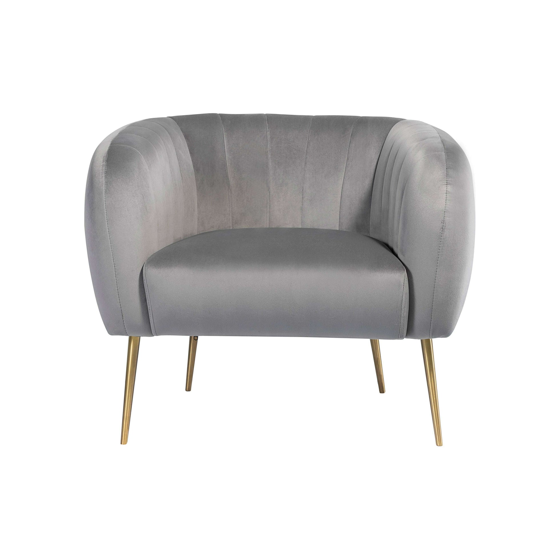 Luxury Velvet Accent Chair with Gold Legs Silver Grey
