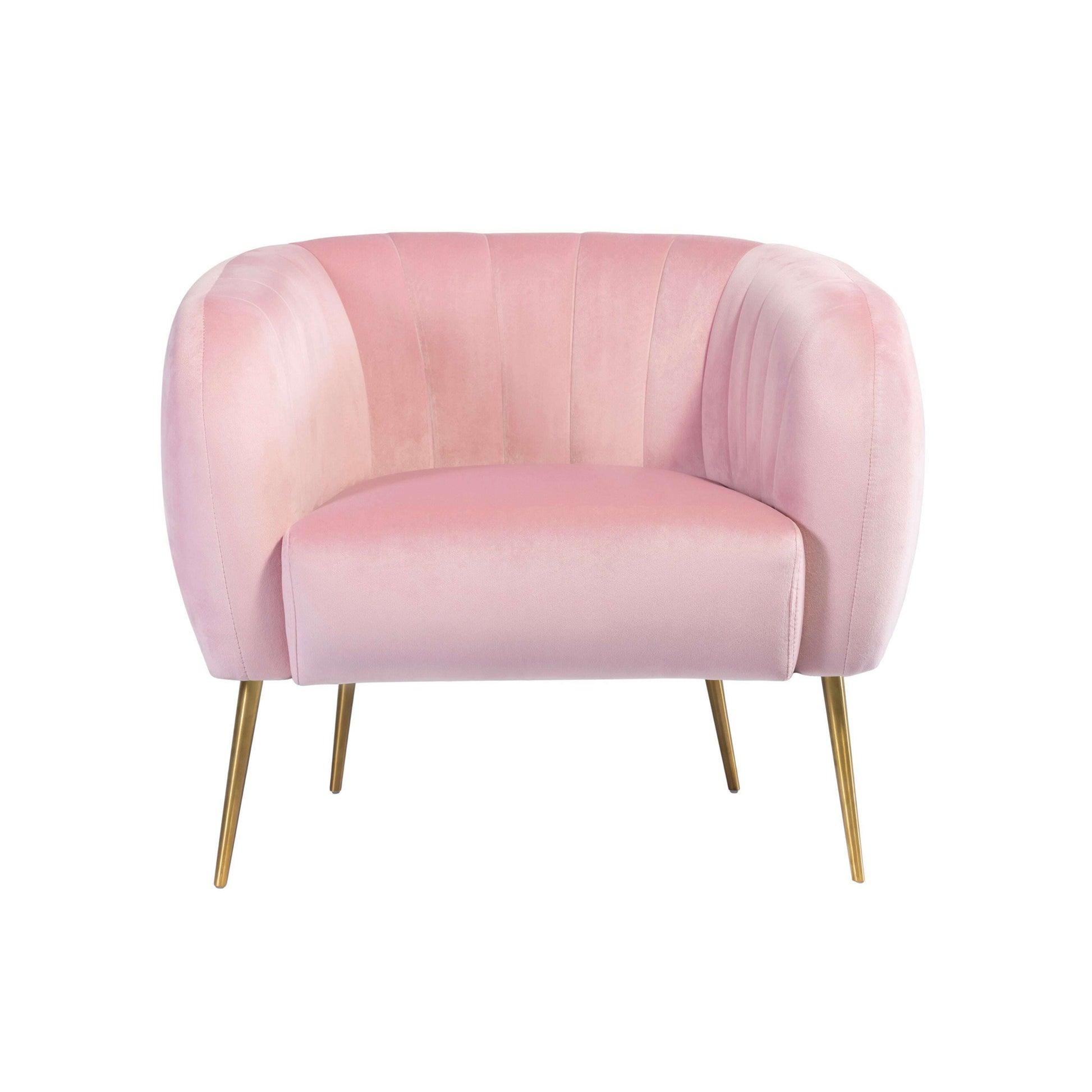 Luxury Velvet Accent Chair with Gold Legs pink 