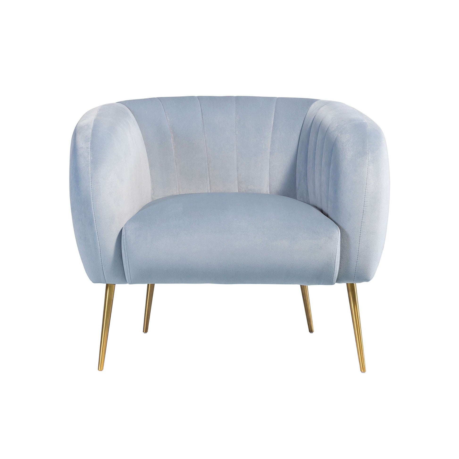 Luxury Velvet Accent Chair with Gold Legs light blue