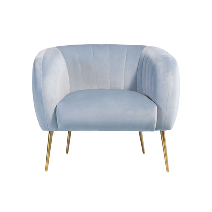 Luxury Velvet Accent Chair with Gold Legs light blue
