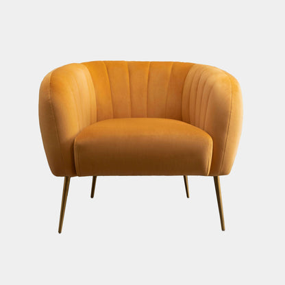 Luxury Velvet Accent Chair with Gold Legs yellow