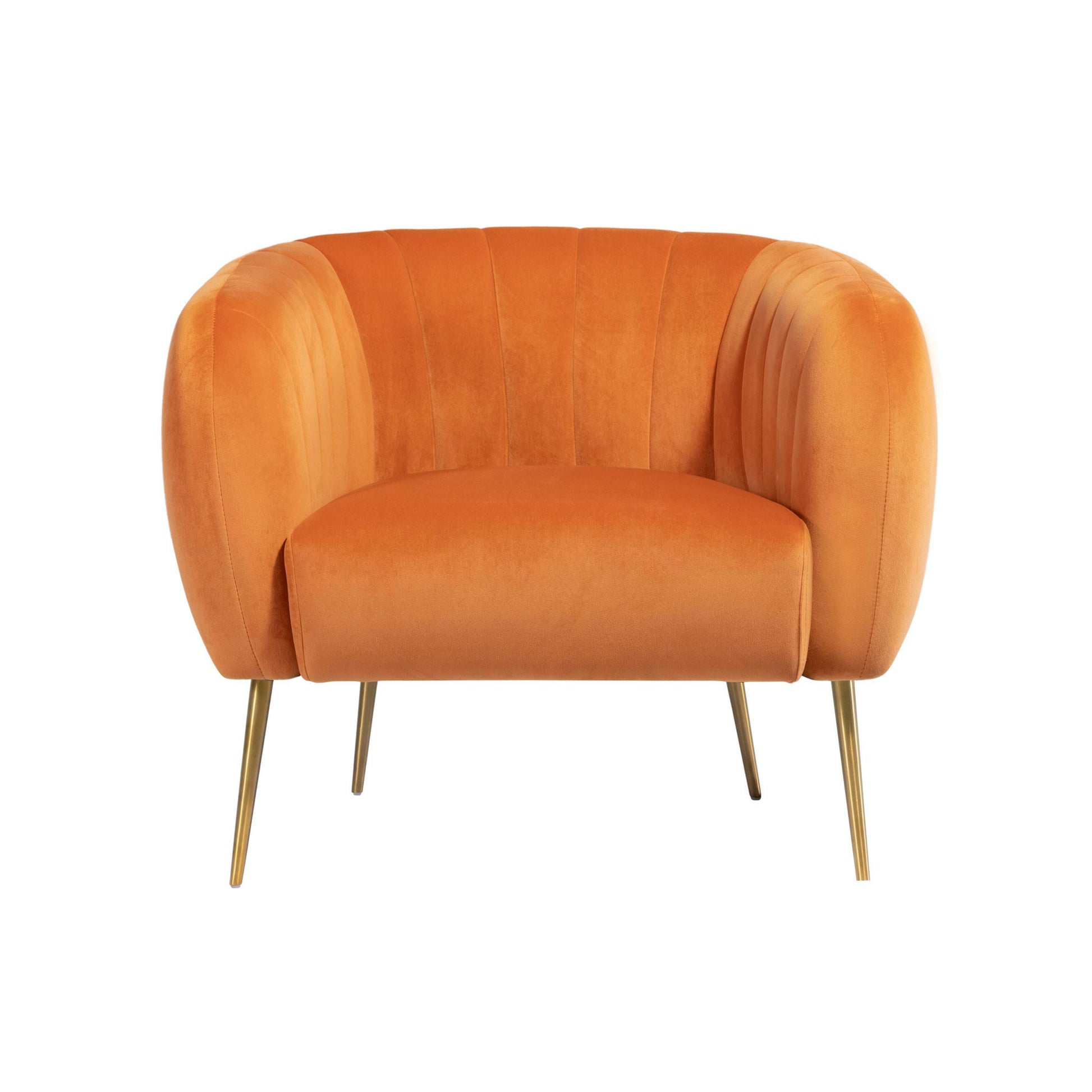 Luxury Velvet Accent Chair with Gold Legs orange