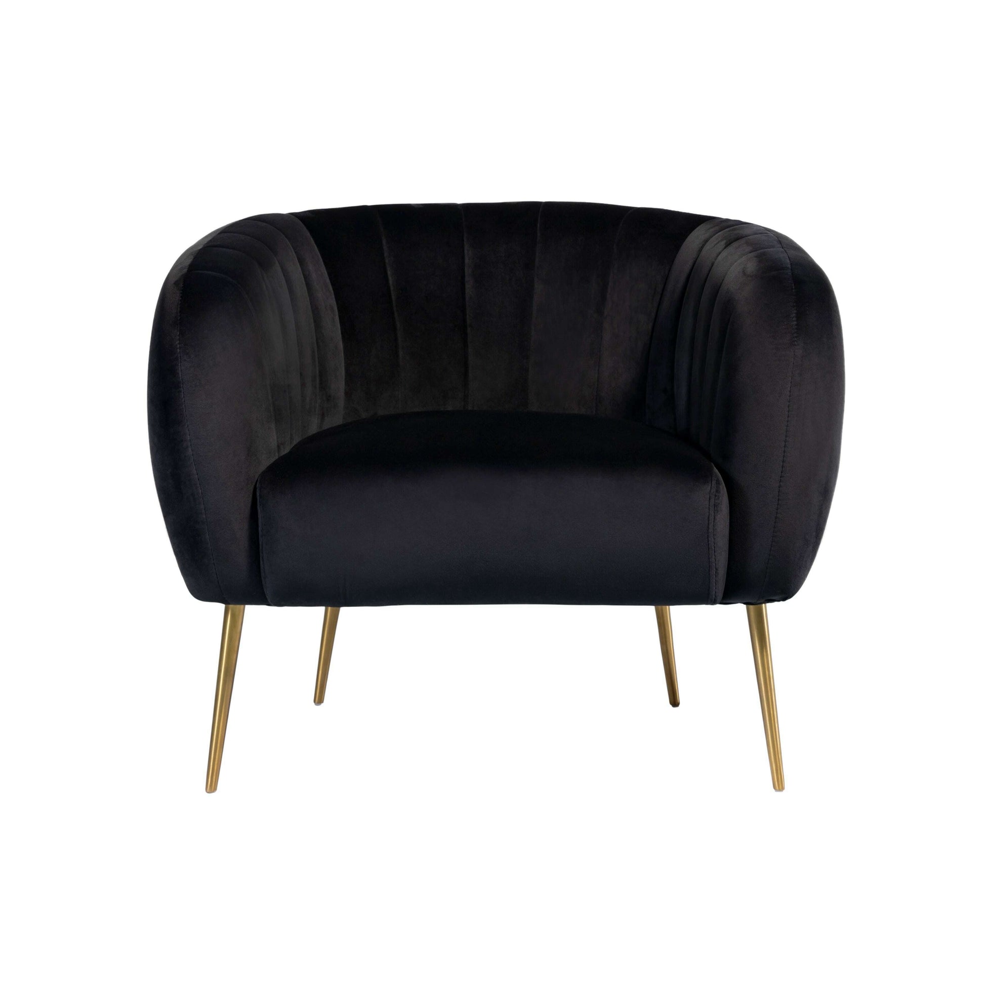 Luxury Velvet Accent Chair with Gold Legs black