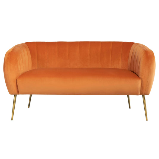 Luxury Velvet Love Seat with Gold Legs orange