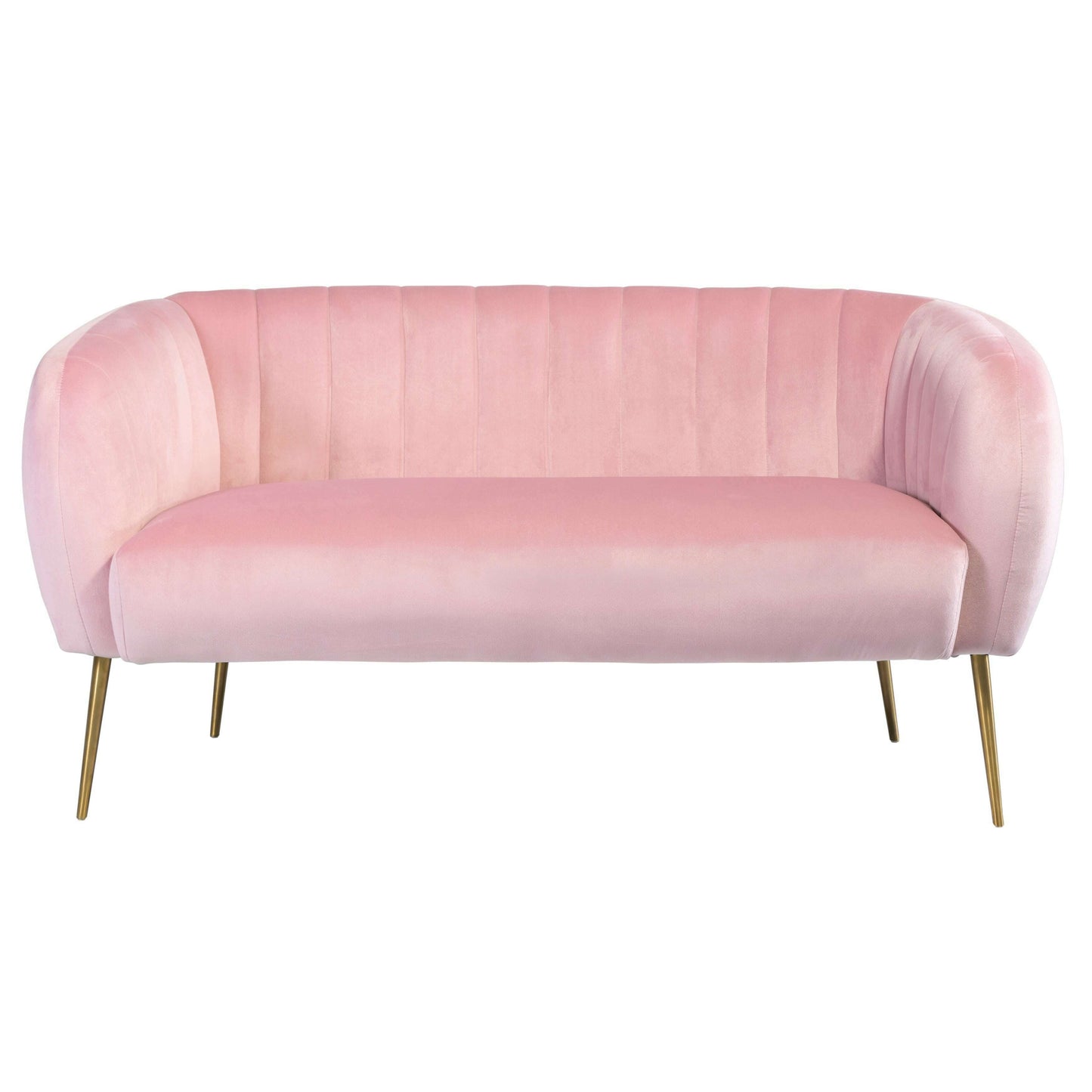 Luxury Velvet Love Seat with Gold Legs pink