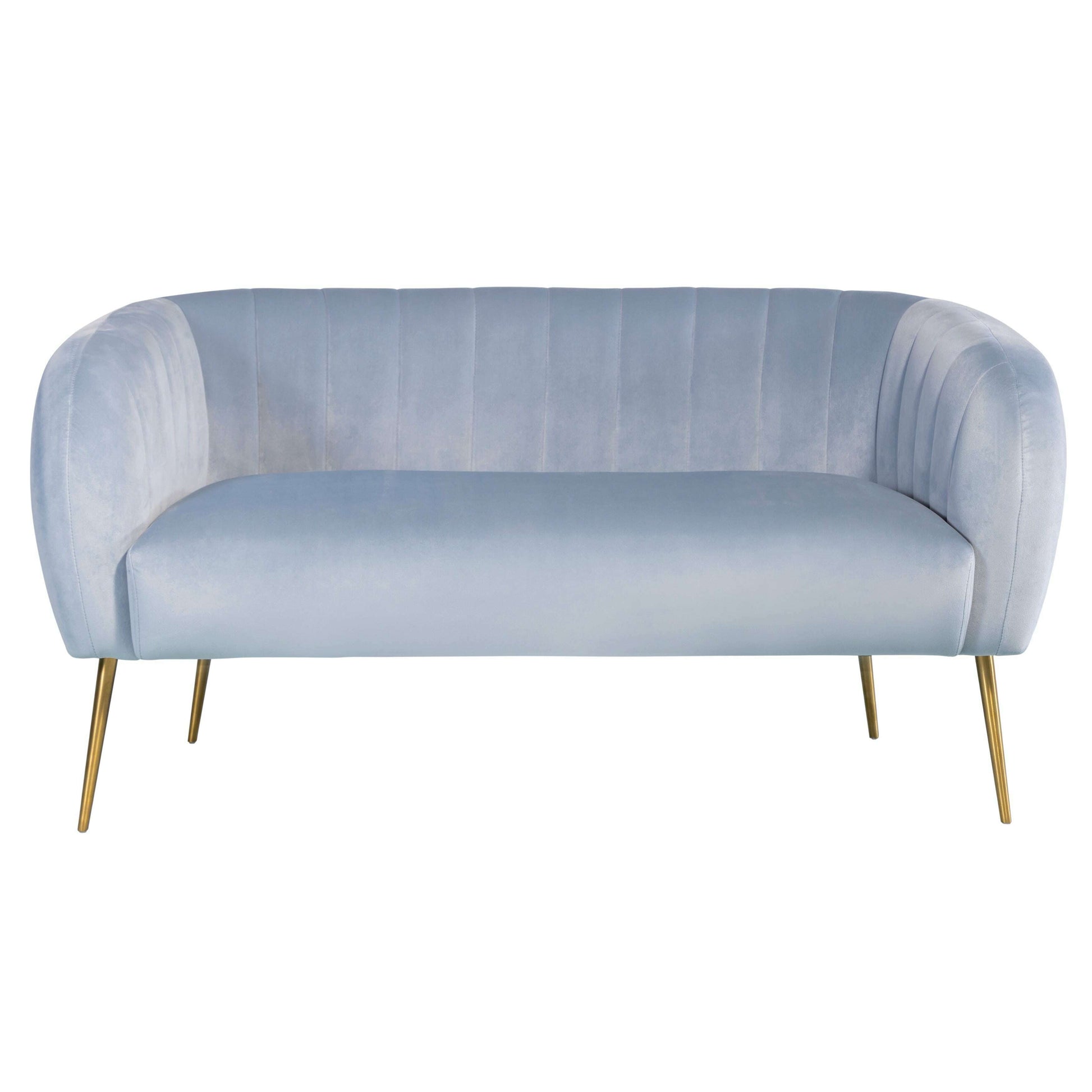 Luxury Velvet Love Seat with Gold Legs light blue