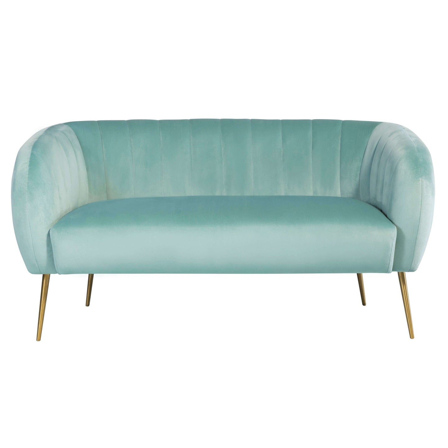 Luxury Velvet Love Seat with Gold Legs mint