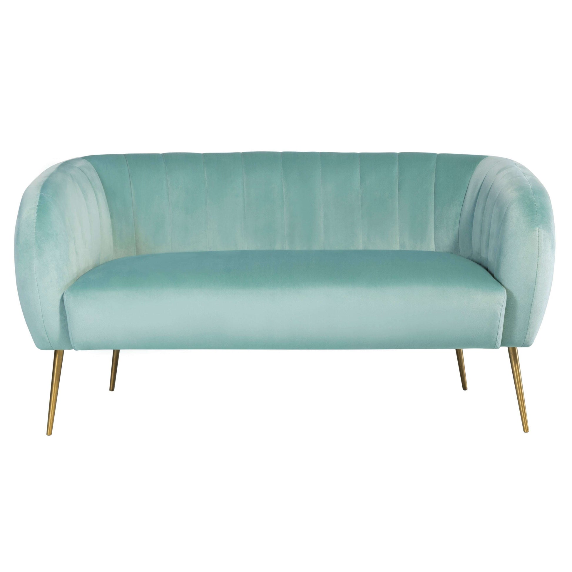 Luxury Velvet Love Seat with Gold Legs mint