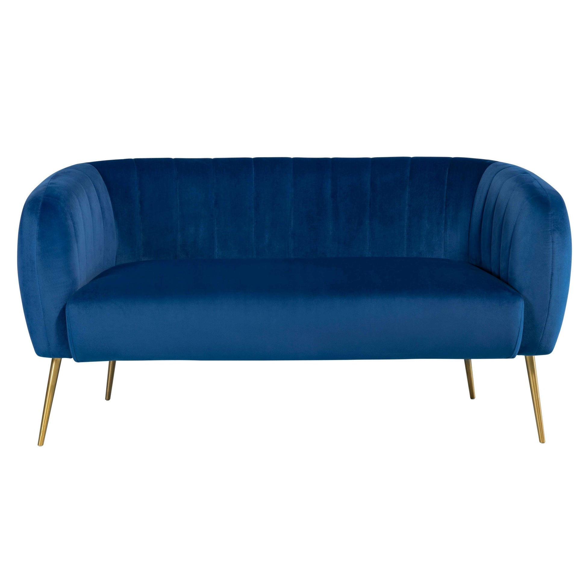 Luxury Velvet Love Seat with Gold Legs  blue