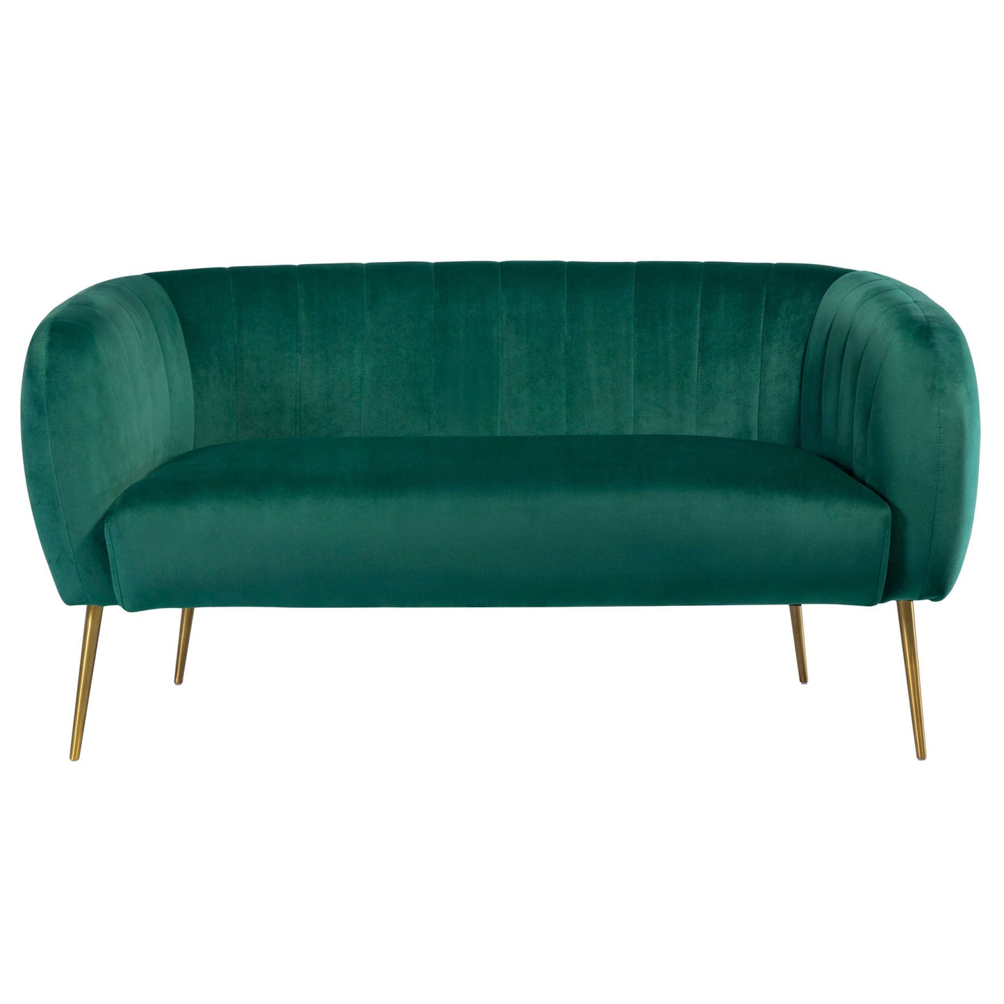 Luxury Velvet Love Seat with Gold Legs green